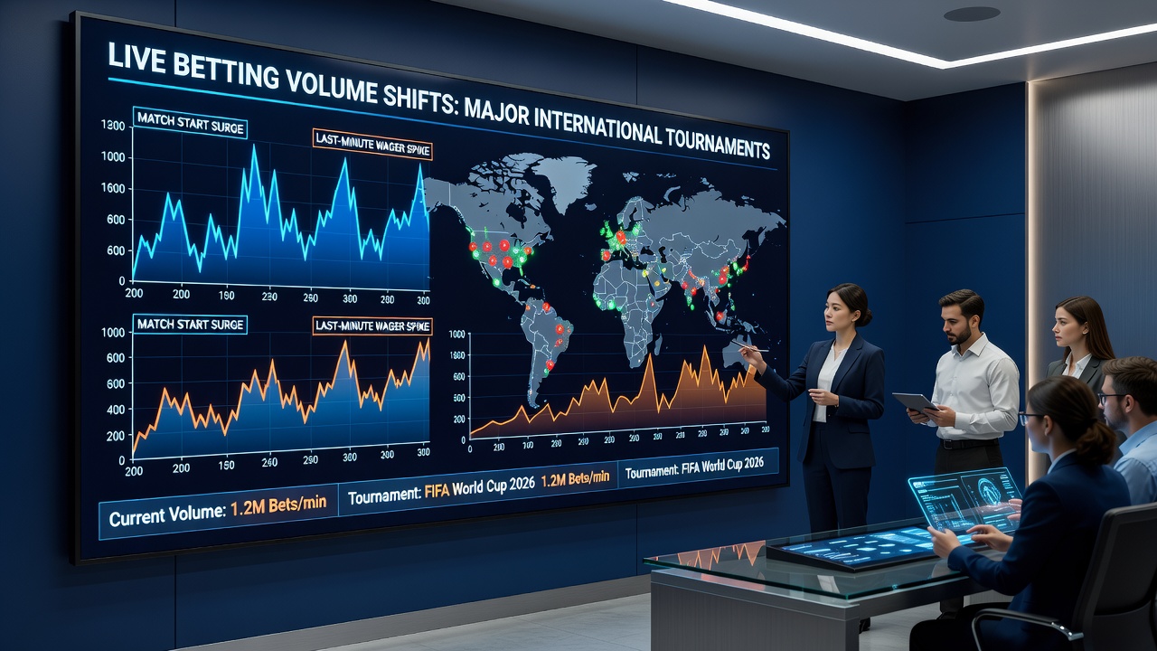 Graph illustrating volume fluctuations during live tournament betting periods